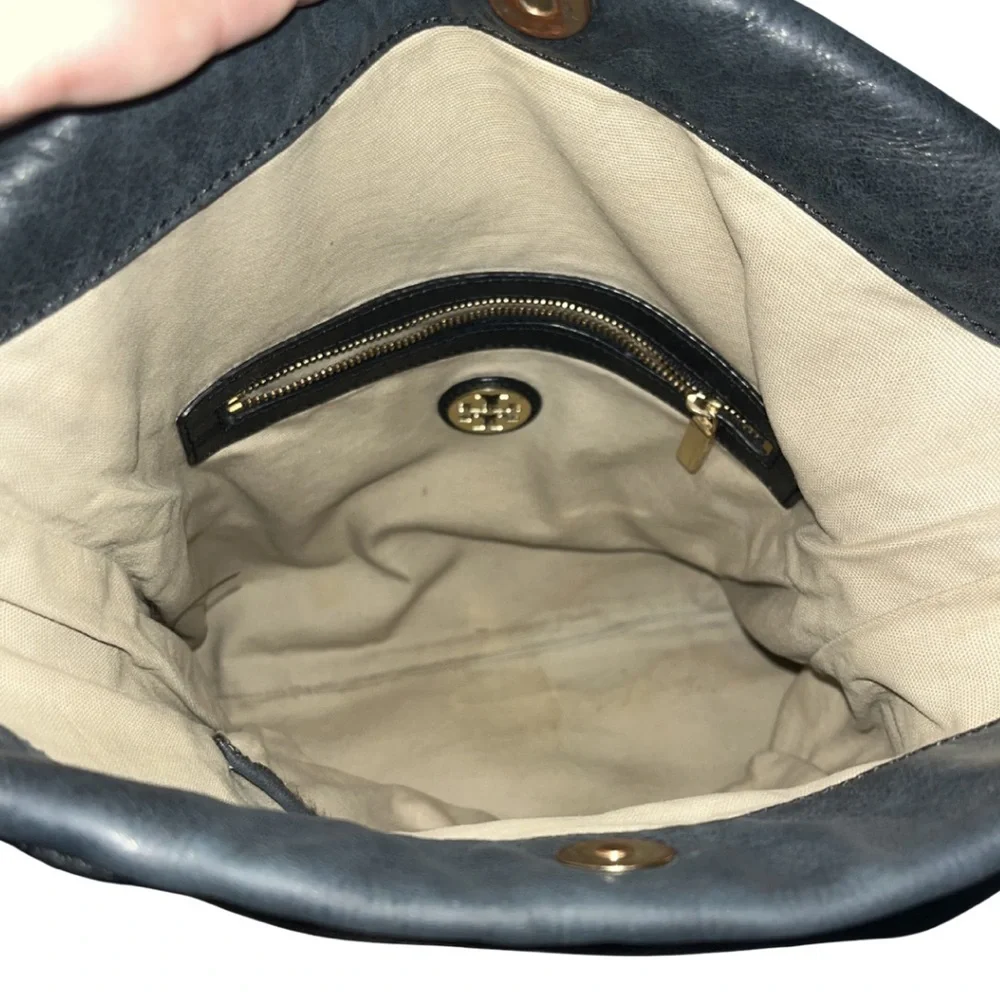Tory Burch Vintage Dena Fold-Over Crossbody - Black Leather